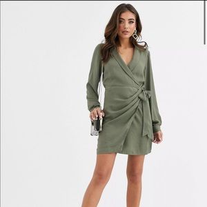 ASOS green mini wrap dress, never worn